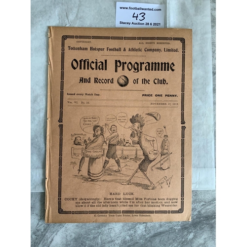 43 - 1913/1914 Tottenham Reserves v Fulham Football Programme: Middlesex Reserve Cup Semi Final dated 12 ... 