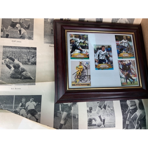 46 - Tottenham Football Memorabilia Box: An old rattle, Martin Chivers Mettoy Figure, Season Ticket Books... 