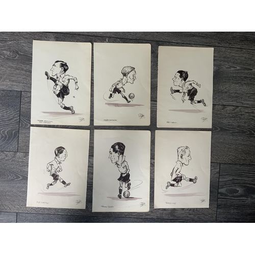 55 - 1920s Tottenham Caricature Football Drawings. Original Spurs player caricatures from the 20s in ink ... 