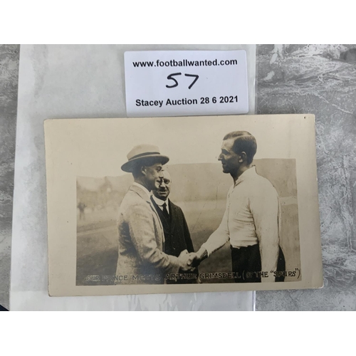 57 - 1921 FA Cup Final Tottenham Captain Football Postcard: Original postcard of Grimsdell meeting the Pr... 