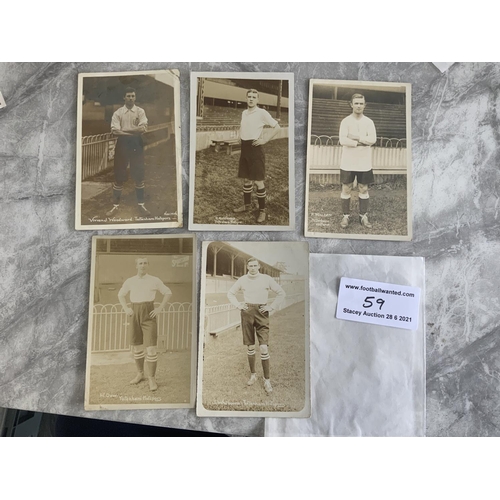 59 - Tottenham 1st World War Football Postcards: 5 individual player postcards of Walden Middlemiss Woodw... 