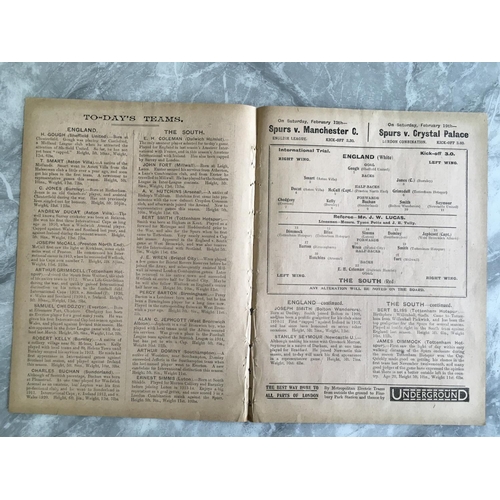 95 - 1920/1921 England International Trial Match Football Programme: Played at Tottenham. England v The S... 