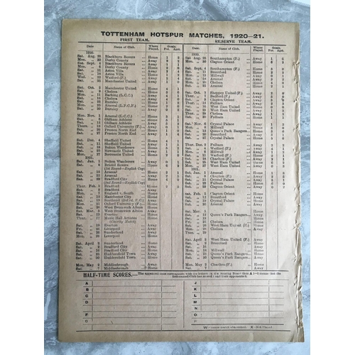 95 - 1920/1921 England International Trial Match Football Programme: Played at Tottenham. England v The S... 