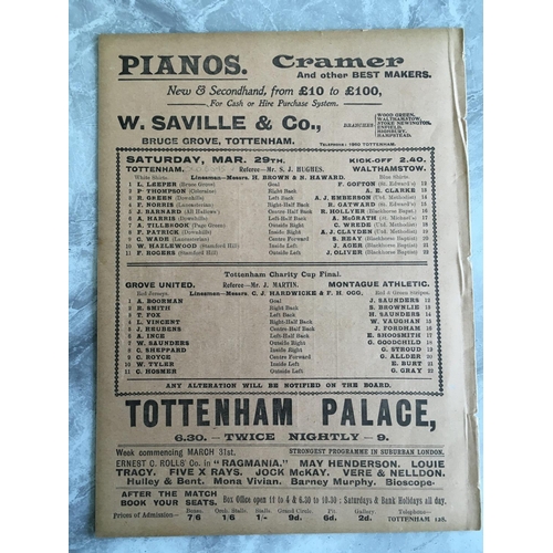 97 - 1912/1913 Tottenham Charity Cup Final Football Programme: Played at Tottenham between Grove United a... 