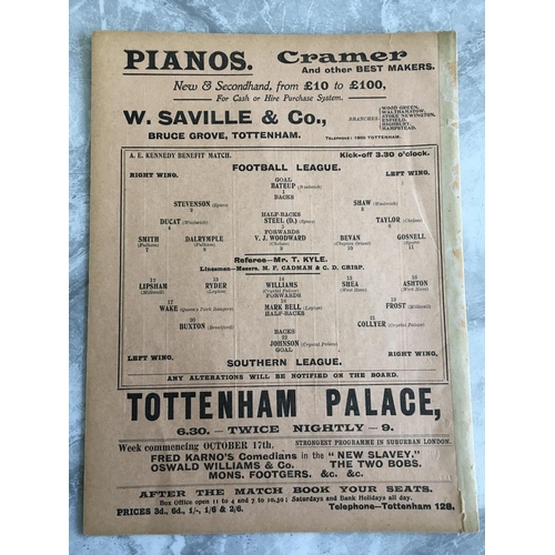99 - 1910/1911 Football League v Southern League Football Programme: Played at Tottenham as a benefit mat... 