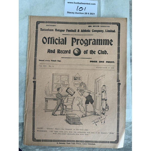 101 - 1919/1920 Tottenham Reserves v Clapton Orient Football Programme: London Combination dated 9 2 1920.... 