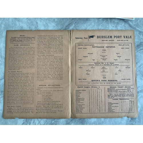 102 - 1919/1920 Tottenham Reserves v QPR Football Programme: London Combination dated 25 10 1919. Ex bound... 