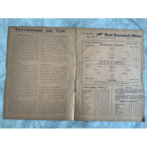 104 - 1919/1920 Tottenham Reserves v Fulham Football Programme: London Combination dated 1 5 1920. Ex boun... 