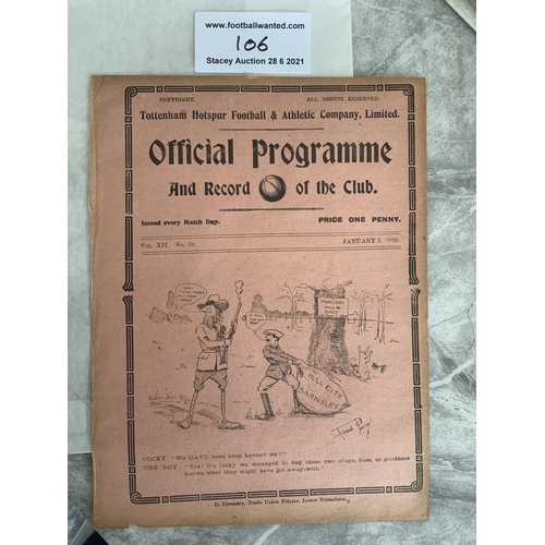 106 - 1919/1920 Tottenham Reserves v Brentford Football Programme: London Combination dated 3 1 1920. Ex b... 