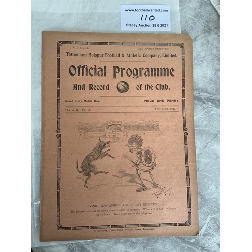 110 - 1920/21 Tottenham Reserves v QPR Football Programme: London Combination dated 23 4 1921. Ex bound in... 