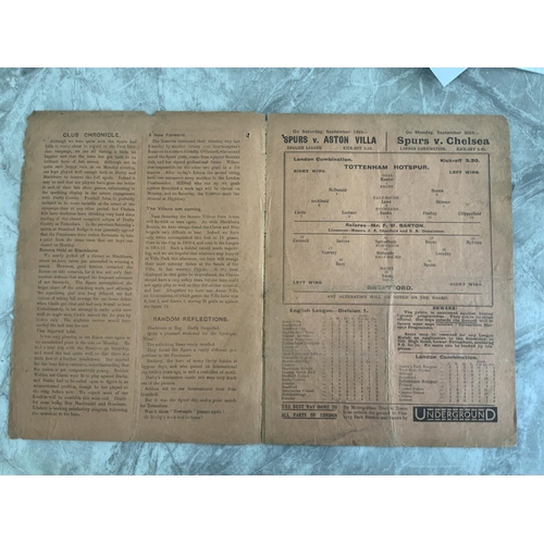 114 - 1920/1921 Tottenham Reserves v Brentford Football Programme: London Combination dated 11 9 1920. Fai... 