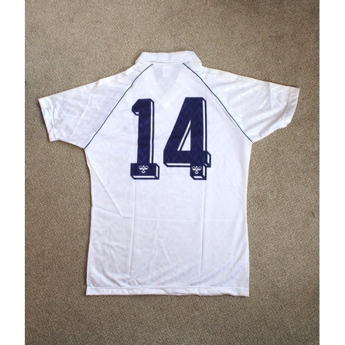 7 - Tottenham 1987-89 Match Issued Football Shirt: Hummel Holsten sponsored white shirt sleeve number 14... 