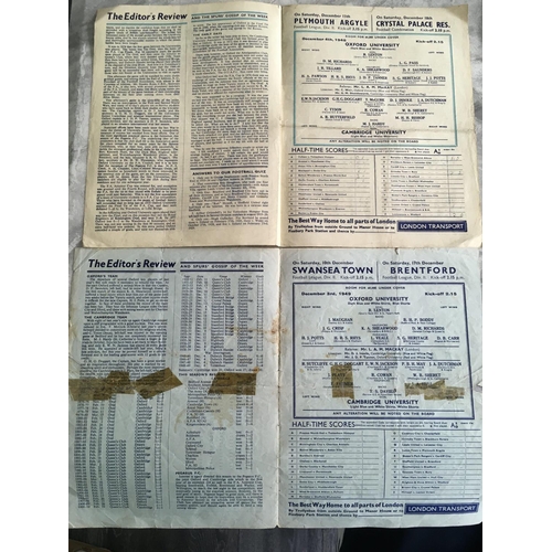 72 - 1948 + 1949 Oxford University v Cambridge Football Programme: Both played at Tottenham. 1948 is good... 