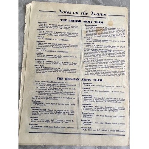 73 - 1948/49 British Army v Belgian Army Football Programme: Played at Tottenham on 6 4 1949. Fair condit... 