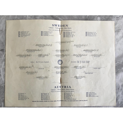 75 - 1948 Olympic Football Programme At Tottenham: Fair/good condition with teams filled out in pencil fo... 
