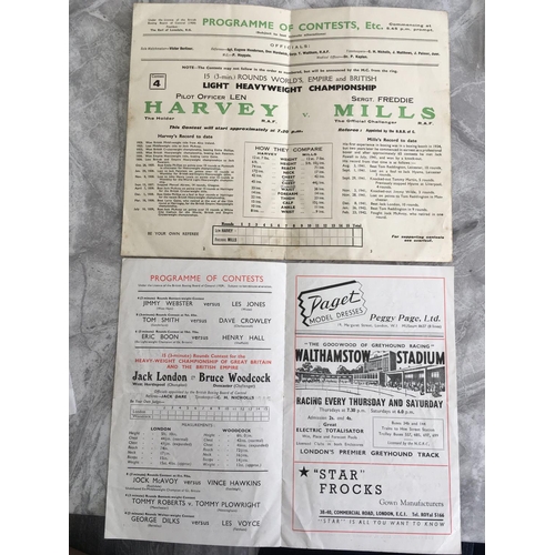 80 - 1942 Len Harvey v Freddie Mills Boxing Programme: Also Jack London v Bruce Woodcock 1945 both held a... 