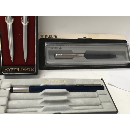 849 - A collection of pens including Parker and Waterman, which is cased. Also included is refills, and ot... 