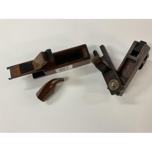 867 - 2 late Victorian snuff boxes in the form of woodworking planes. 13.5/11cm