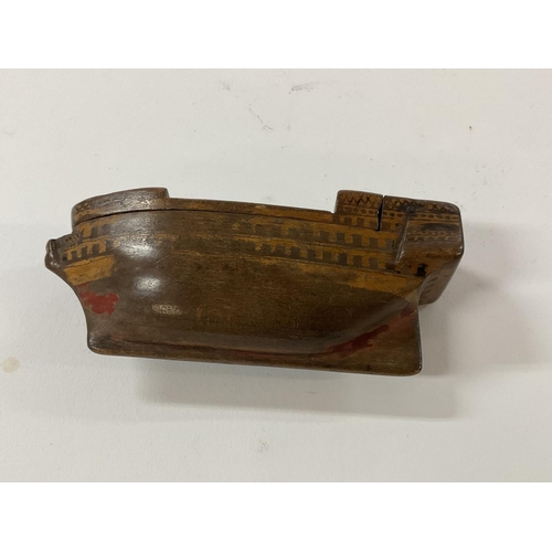 869 - An early Victorian sailors snuff box in the form of a ship