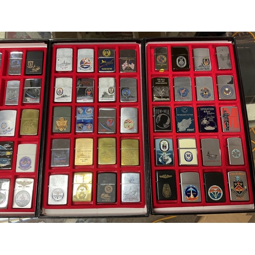 885 - A collection of 80 American military related zippo lighters 1984 onwards with a large collection of ... 