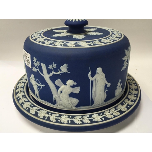 922 - A Quality Wedgwood Jasper ware late 19th century cheese dish and cover decorated with Neo classical ... 