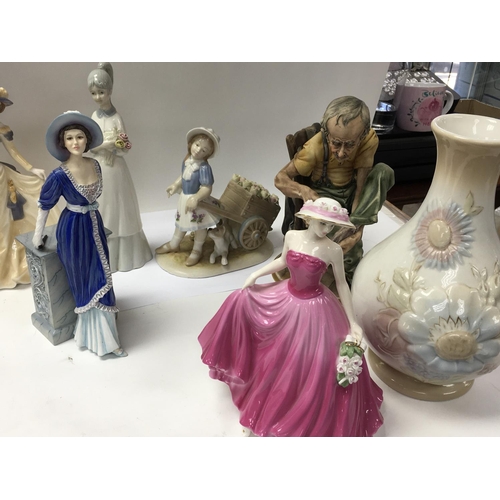 942 - A collection of Coalport figures, Lladro style figures and Capodimonte figures. NO RESERVE. (11)