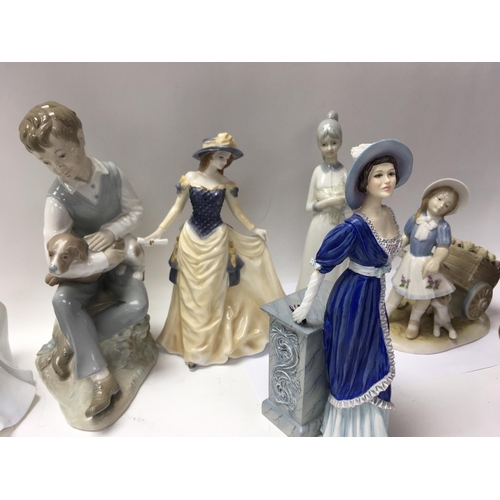 942 - A collection of Coalport figures, Lladro style figures and Capodimonte figures. NO RESERVE. (11)