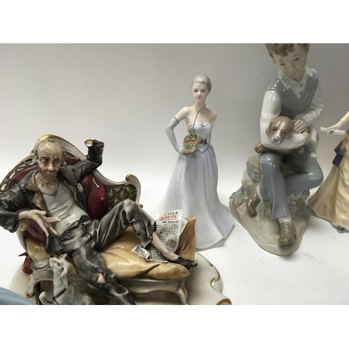 942 - A collection of Coalport figures, Lladro style figures and Capodimonte figures. NO RESERVE. (11)