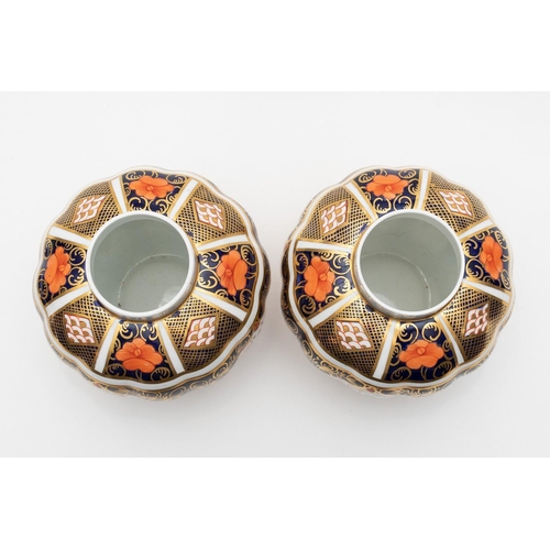 959 - A pair of Royal Crown Derby quality porcelain pot porri pattern number 1128 the Imari pattern decora... 