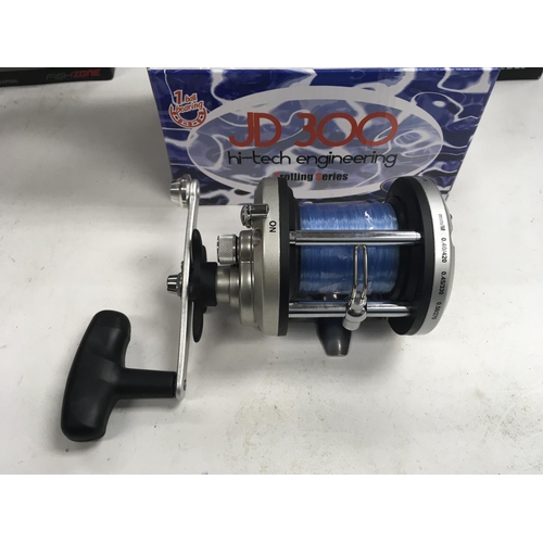 Collection of 6 fishing reels. New. 2 x chrome AF30 Saturn x 3500m