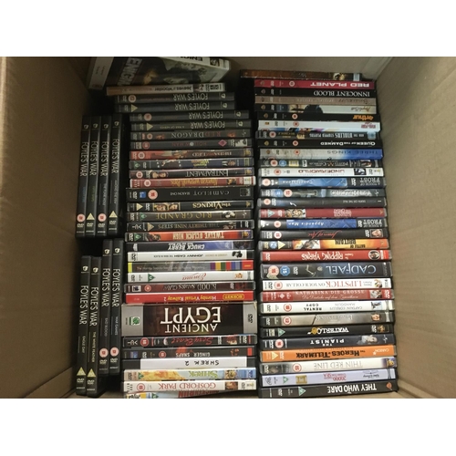 308 - A large box of DVDs and DVD box sets.