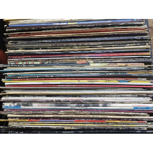 347 - A black crate of LPs and 12inch singles by various artists including David Bowie, Frank Zappa, Judge... 