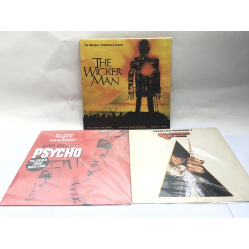 356 - Three soundtrack LPs comprising 'The Wicker Man', 'Clockwork Orange' and 'Psycho'.