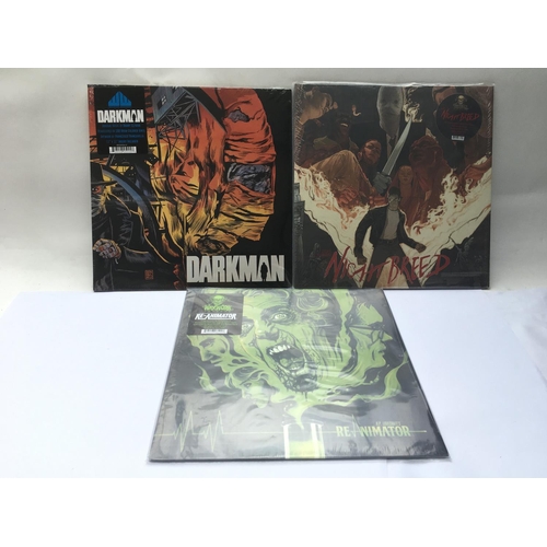 359 - Three sealed and mint 180g soundtrack LPs comprising coloured vinyl pressings of 'Darkman' and 'Nigh... 