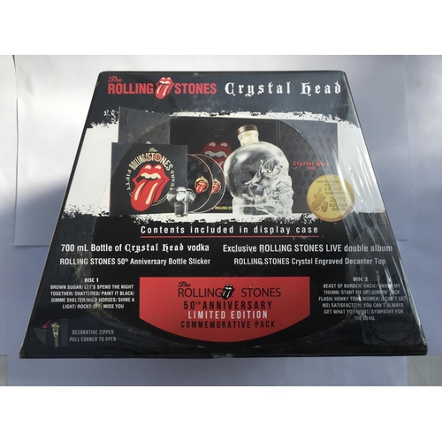 525 - A sealed limited edition Rolling Stones 50th anniversary crystal head bottle of vodka.