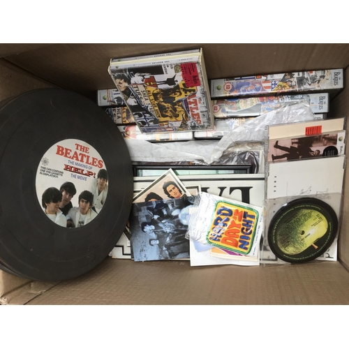 537 - A box of Beatles fanzines, Anthology videos, CDs etc.