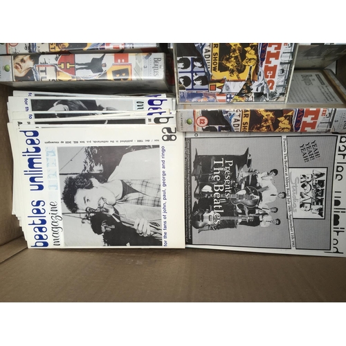 537 - A box of Beatles fanzines, Anthology videos, CDs etc.