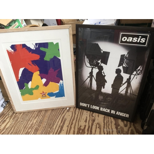 581 - A framed and glazed limited edition Virgin Radio poster plus an Oasis 'Don't Look Back In Anger' adv... 