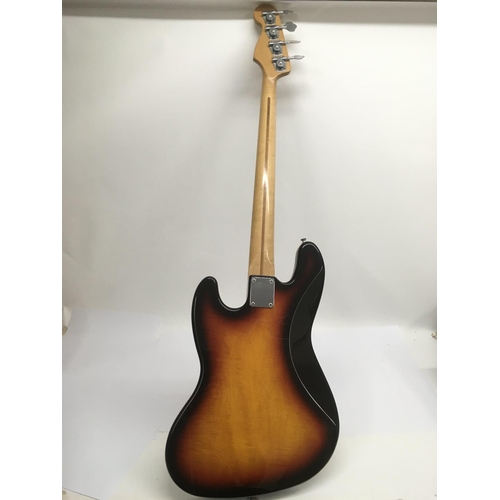 708 - A Mexican Fender Jazz bass guitar in classic sunburst finish, serial number MZ2025644. No case.