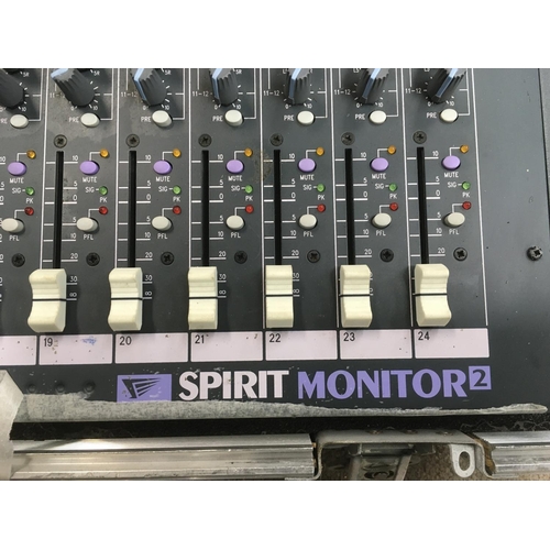 709 - A Soundcraft Spirit Two 24 track mixing desk with flight case and power supply.