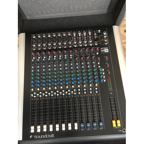 710 - A Soundcraft Spirit M8 8 track mixing console supplied with flight case.