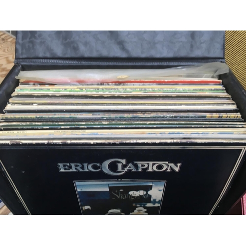 85 - A record box of LPs by various artists including Thin Lizzy, Eric Clapton, UB40 and others.