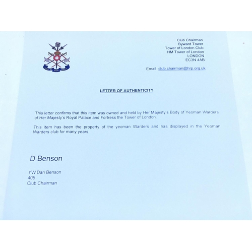 3204 - Framed Police National Search Centre presentation given to Yeoman Warders.
Provided with letter of A... 