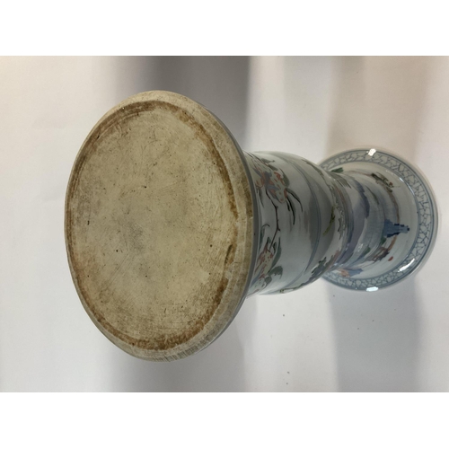 1151 - A large Chinese fluted vase with Famille verte design, 43cm.