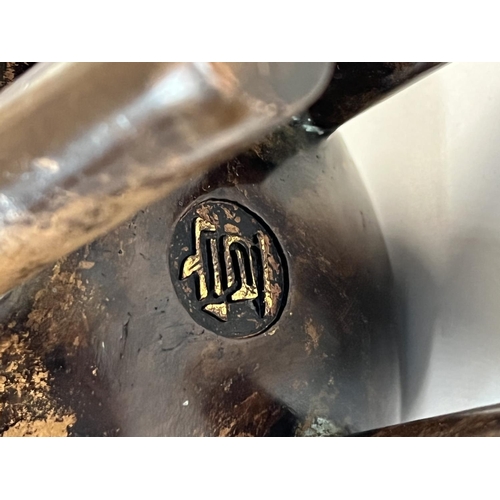 1156 - A good spalshed bronze tripod footed censor.