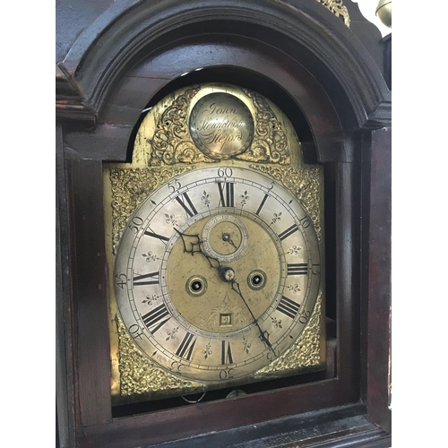 1221 - WITHDRAWN - An early 19th century Provincial longcase clock eight day going. With a silvered chapter... 