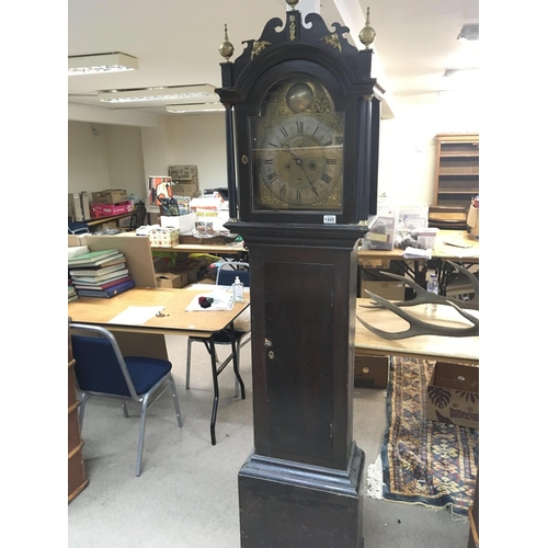 1221 - WITHDRAWN - An early 19th century Provincial longcase clock eight day going. With a silvered chapter... 