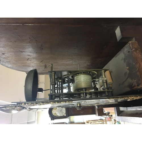 1221 - WITHDRAWN - An early 19th century Provincial longcase clock eight day going. With a silvered chapter... 