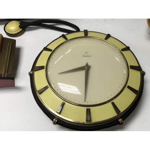 1233 - A Collection of six mantel clocks and one retro design Junghams hanging wall clock - NO RESERVE