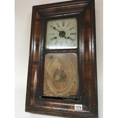 1235 - An American Victorian walnut wall clock with a glass panel - NO RESERVE